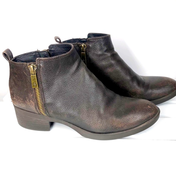 KENNETH COLE brown LEVON ankle booties boots Double zippers SIZE 6.5 M - Picture 8 of 10